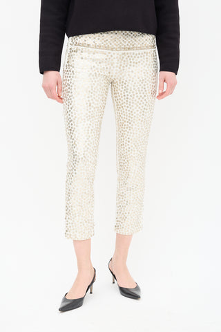 Isabel Marant White 
Silver Sequin Cropped Trouser