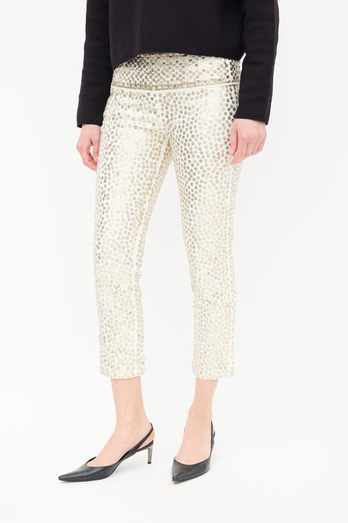 Isabel Marant White 
Silver Sequin Cropped Trouser