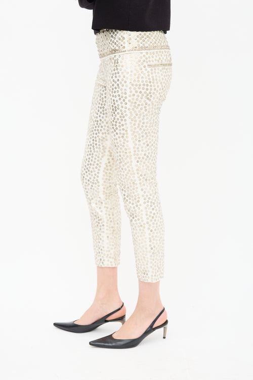 Isabel Marant White 
Silver Sequin Cropped Trouser