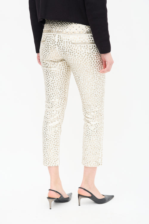 Isabel Marant White 
Silver Sequin Cropped Trouser