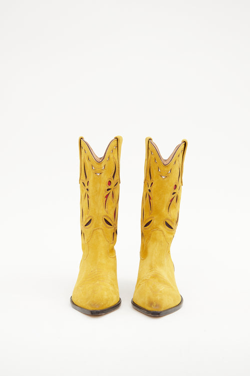 Isabel Marant Yellow 
Red Suede Cowboy Boot