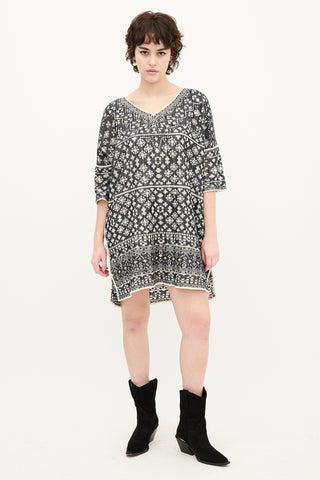 Isabel Marant Étoile Black 
Cream Knit Tunic Dress