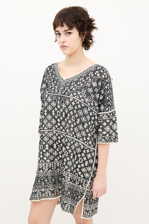 Isabel Marant Étoile Black 
Cream Knit Tunic Dress