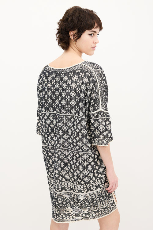 Isabel Marant Étoile Black 
Cream Knit Tunic Dress