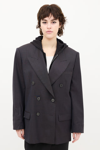 Isabel Marant Navy Wool Peak Lapel Piaklero Blazer