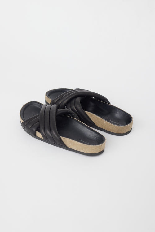 Isabel Marant Étoile Black Leather Criss Cross Slide