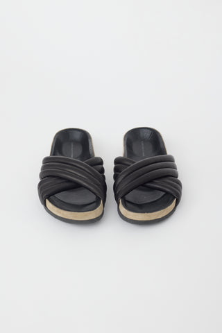 Isabel Marant Étoile Black Leather Criss Cross Slide