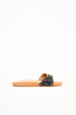 Isabel Marant Étoile Black 
Brown Leather  Clog