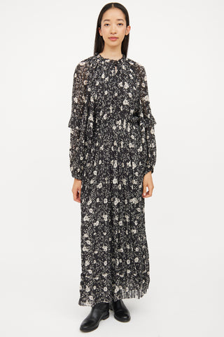 Isabel Marant Étoile Black 
Cream Floral Estine Dress