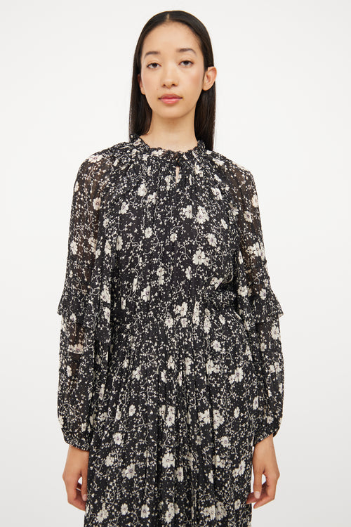 Isabel Marant Étoile Black 
Cream Floral Estine Dress