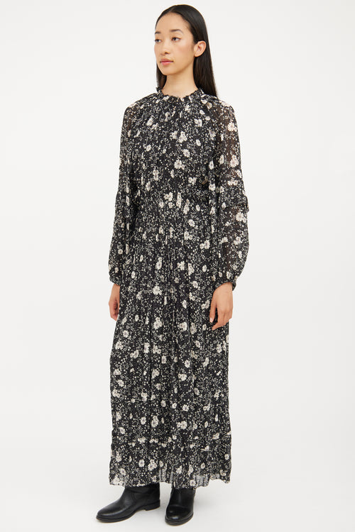 Isabel Marant Étoile Black 
Cream Floral Estine Dress