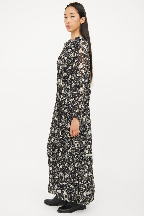 Isabel Marant Étoile Black 
Cream Floral Estine Dress