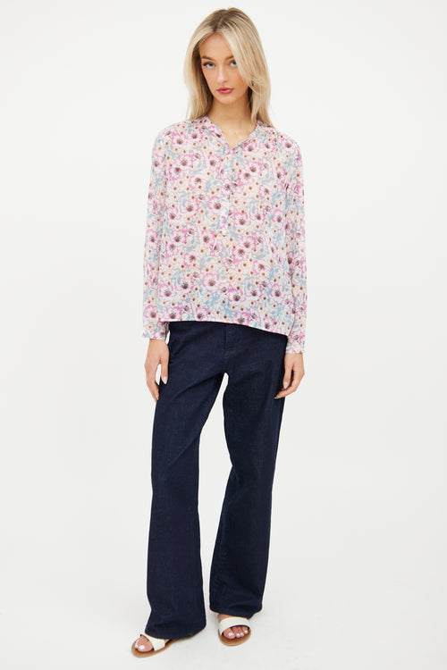 Isabel Marant Étoile Pink 
Blue Floral Maria Top