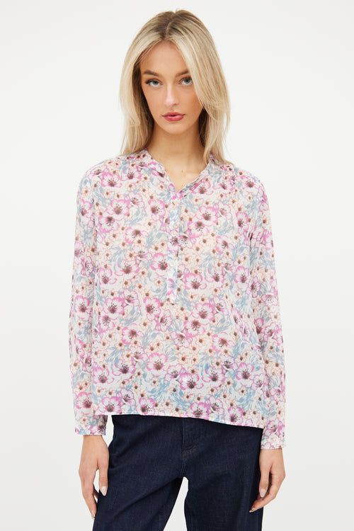 Isabel Marant Étoile Pink 
Blue Floral Maria Top