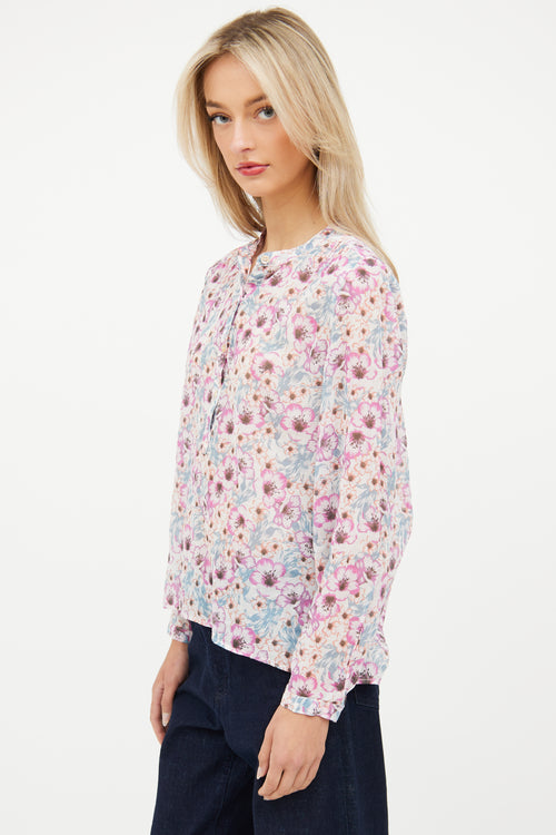 Isabel Marant Étoile Pink 
Blue Floral Maria Top