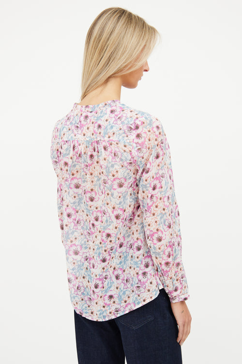 Isabel Marant Étoile Pink 
Blue Floral Maria Top