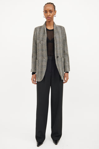 Isabel Marant Étoile Brown Herringbone Wool Long Sleeve Blazer