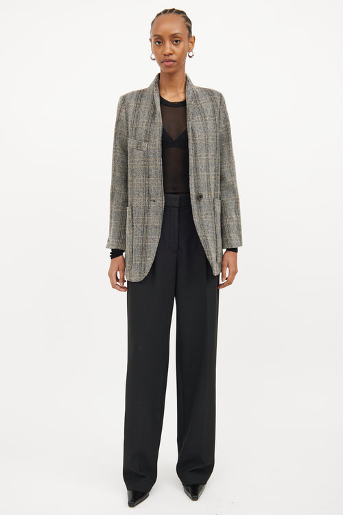 Isabel Marant Étoile Brown Herringbone Wool Long Sleeve Blazer