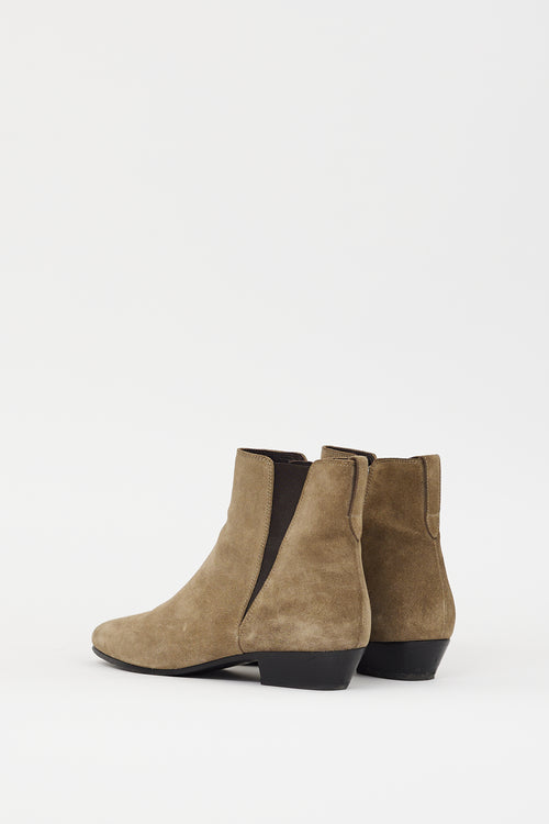 Isabel Marant Étoile Khaki Green Suede Patsha Ankle Boot