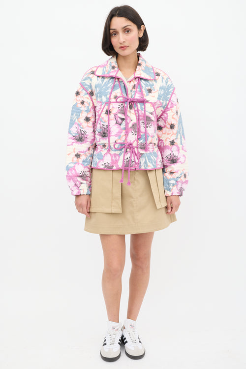 Isabel Marant Étoile Purple 
Multicolour Floral Haines Quilted Jacket