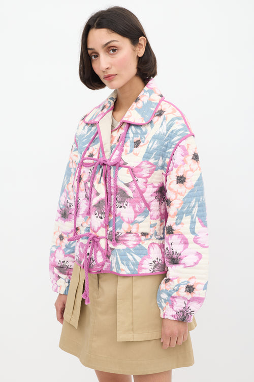 Isabel Marant Étoile Purple 
Multicolour Floral Haines Quilted Jacket