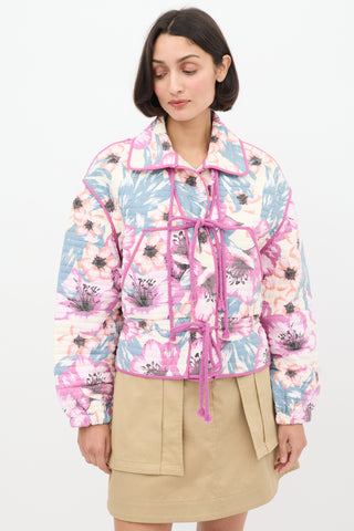 Isabel Marant Étoile Purple 
Multicolour Floral Haines Quilted Jacket