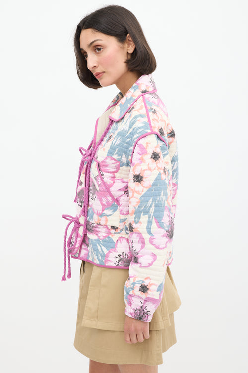 Isabel Marant Étoile Purple 
Multicolour Floral Haines Quilted Jacket