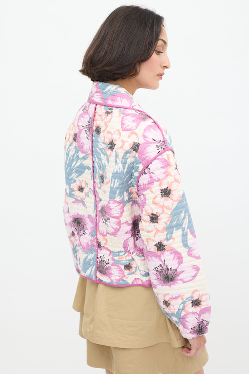 Isabel Marant Étoile Purple 
Multicolour Floral Haines Quilted Jacket