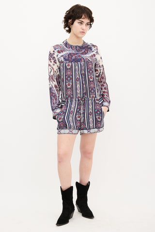 Isabel Marant Étoile Purple 
Multicolour Print Romper