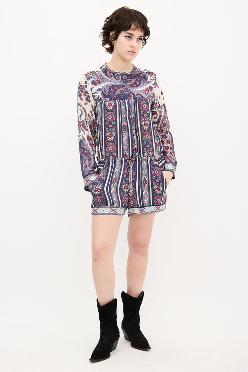 Isabel Marant Étoile Purple 
Multicolour Print Romper