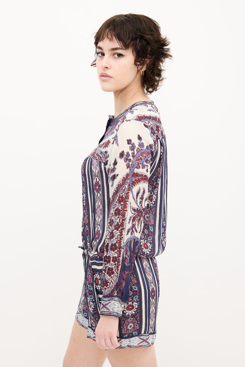 Isabel Marant Étoile Purple 
Multicolour Print Romper