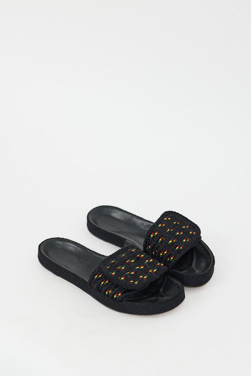 Isabel Marant Black Embroidered Rope Enki Slide