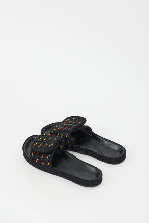 Isabel Marant Black Embroidered Rope Enki Slide