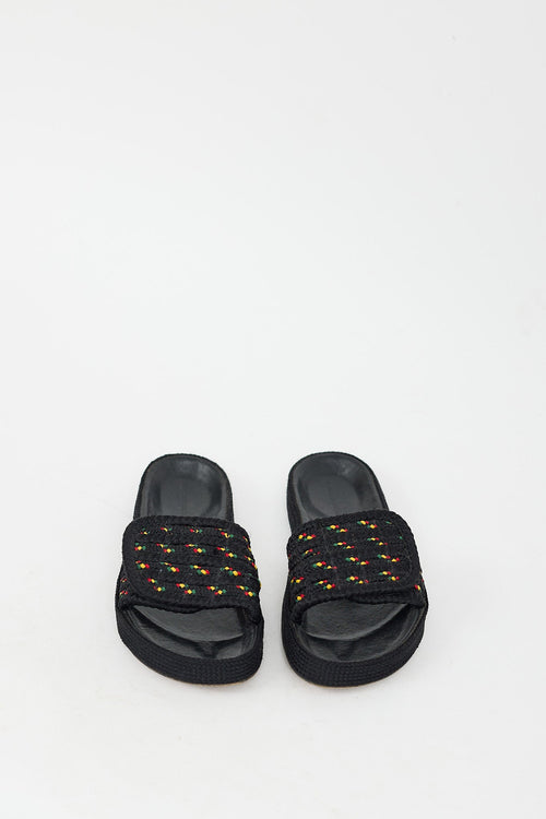 Isabel Marant Black Embroidered Rope Enki Slide