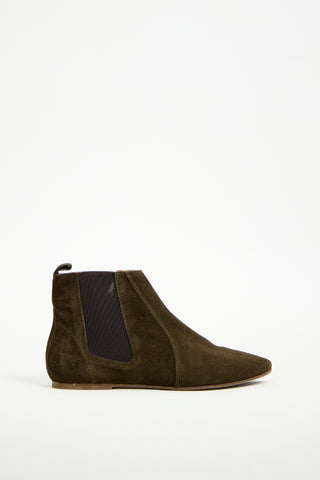 Isabel Marant Khaki Green Suede Chelsea Boot