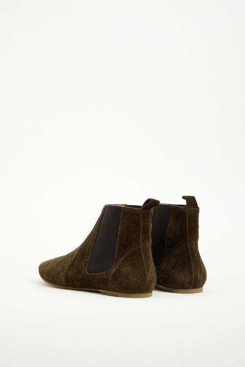 Isabel Marant Khaki Green Suede Chelsea Boot