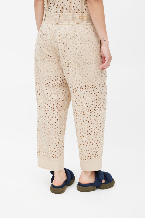 Issey Miyake Beige Eyelet Lace Co-Ord Set