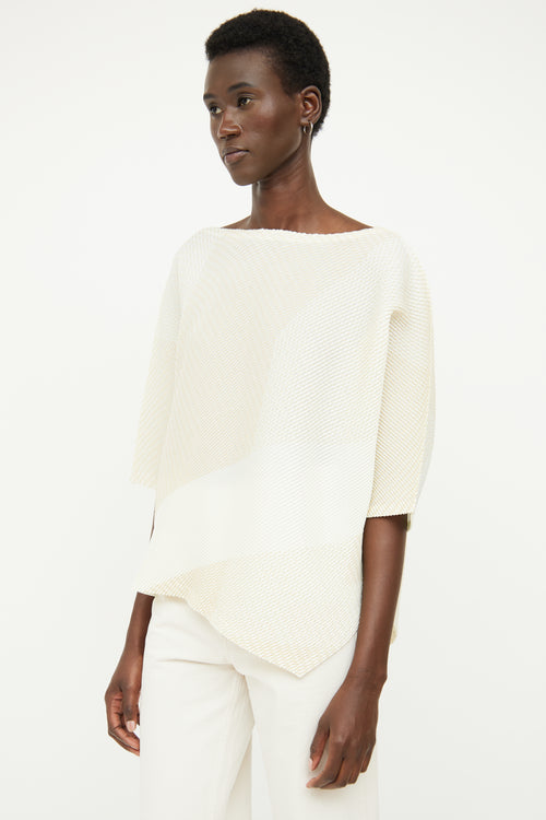 Issey Miyake Cream 
Beige Pleated Top