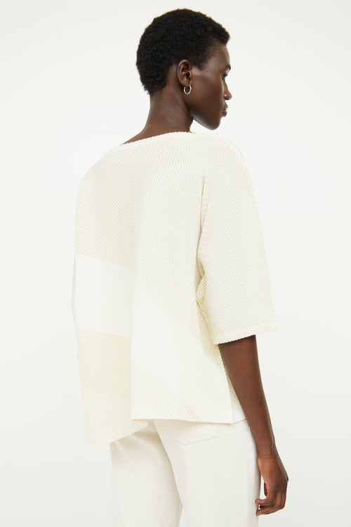 Issey Miyake Cream 
Beige Pleated Top