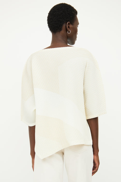 Issey Miyake Cream 
Beige Pleated Top