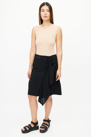 Issey Miyake Black Asymmetrical Drape Skirt