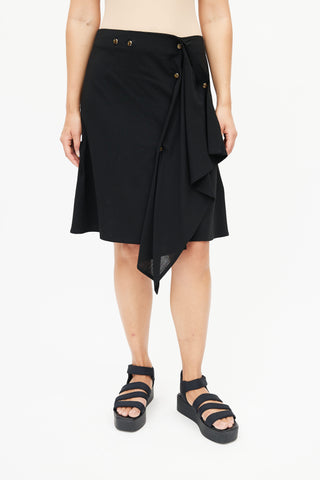 Issey Miyake Black Asymmetrical Drape Skirt