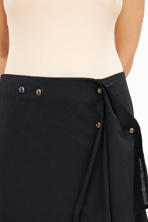 Issey Miyake Black Asymmetrical Drape Skirt