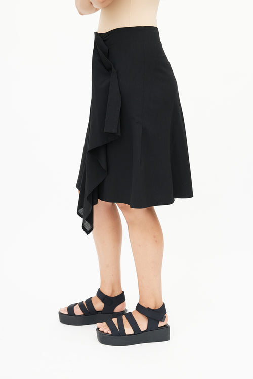 Issey Miyake Black Asymmetrical Drape Skirt