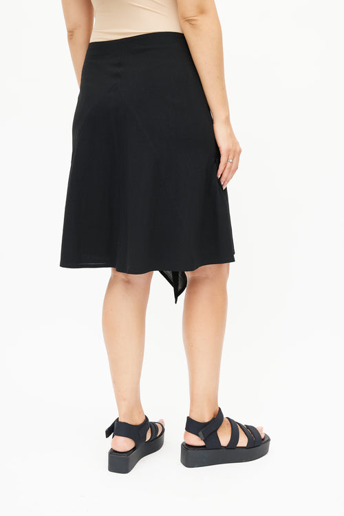 Issey Miyake Black Asymmetrical Drape Skirt