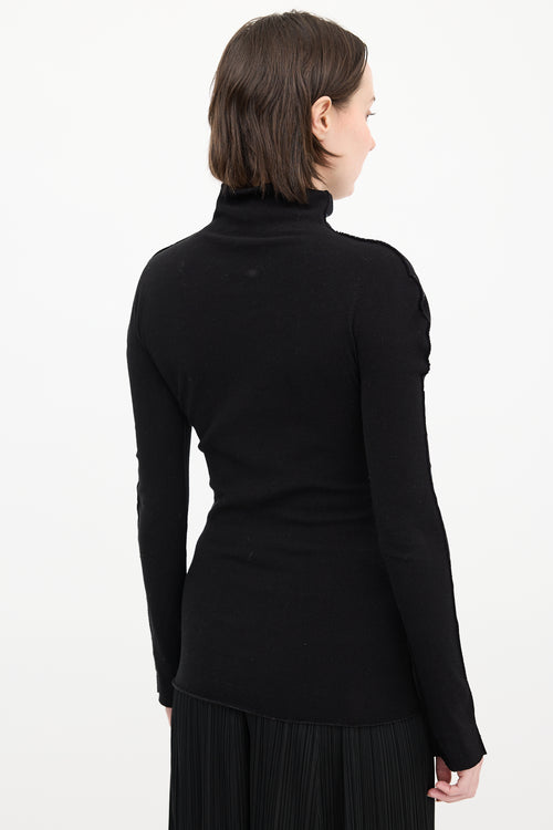 Issey Miyake Black 
Blue Glitter Turtleneck Top