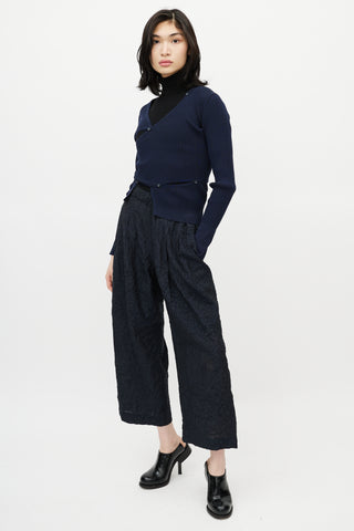 Issey Miyake Black Crinkled Wide Leg Pant