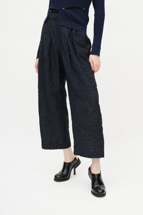 Issey Miyake Black Crinkled Wide Leg Pant