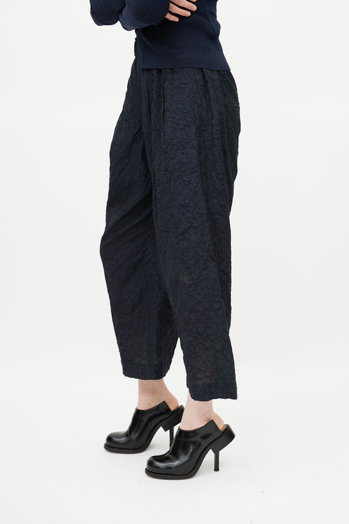 Issey Miyake Black Crinkled Wide Leg Pant