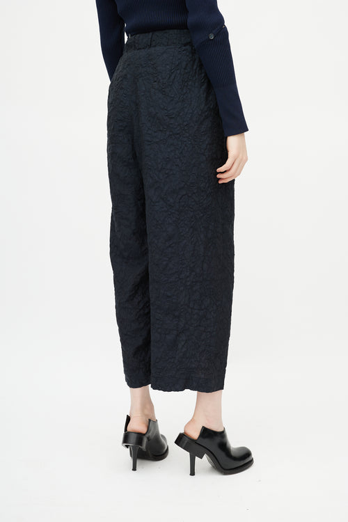 Issey Miyake Black Crinkled Wide Leg Pant